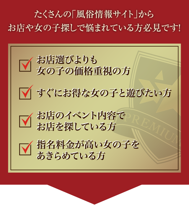 たくさんの「風俗情報サイト」から お店や女の子探しで悩まれている方必見です!